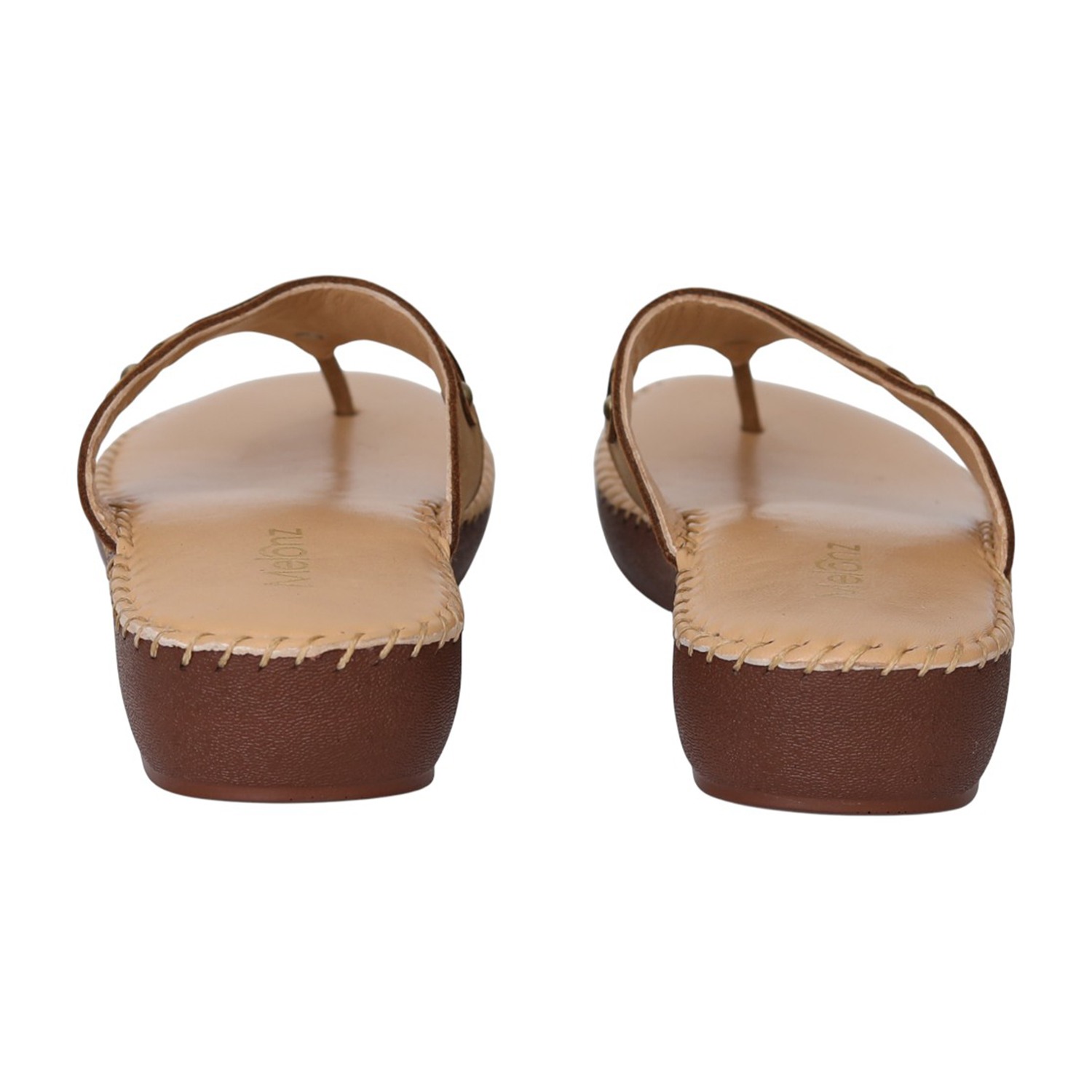 Women Beige Polished Wedge Sandals