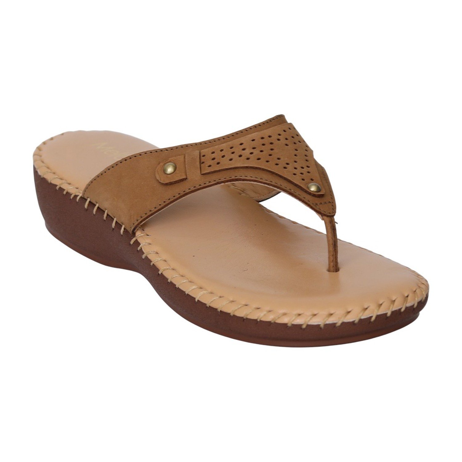 Women Beige Polished Wedge Sandals