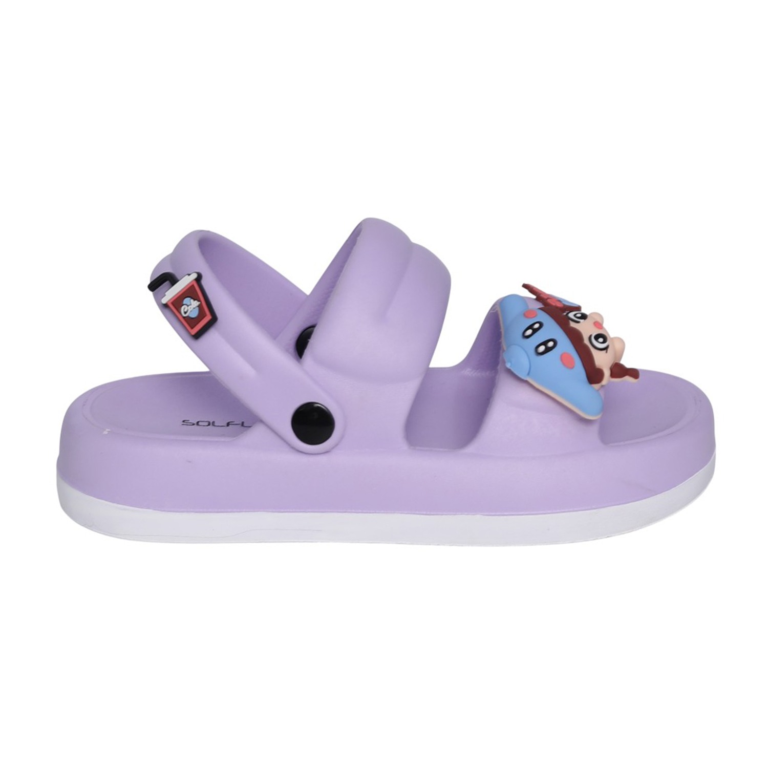 Womens Purple White Cartoon Charm Sandals