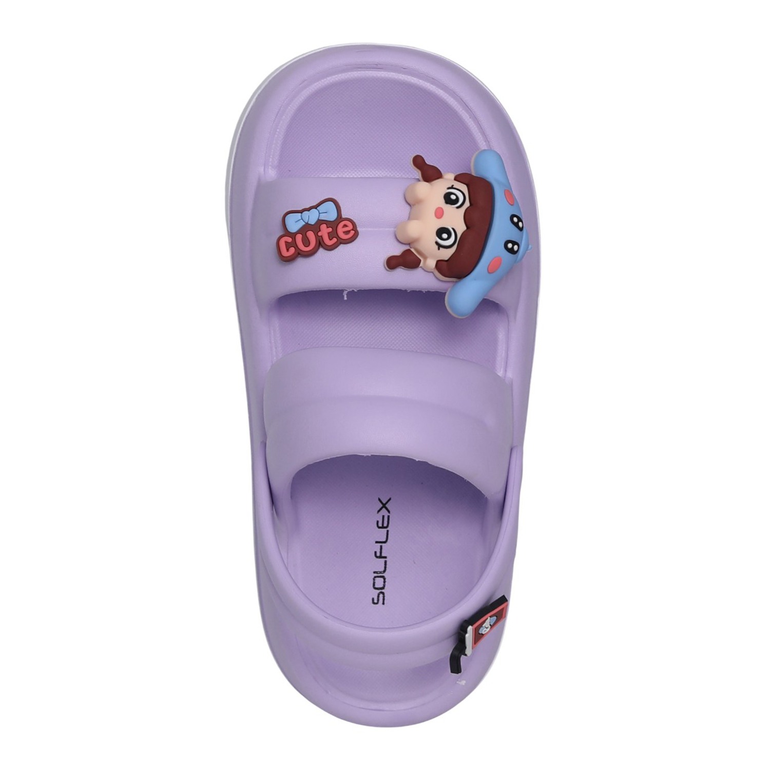 Womens Purple White Cartoon Charm Sandals