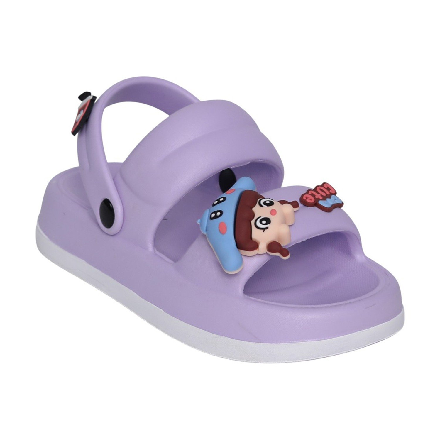 Womens Purple White Cartoon Charm Sandals