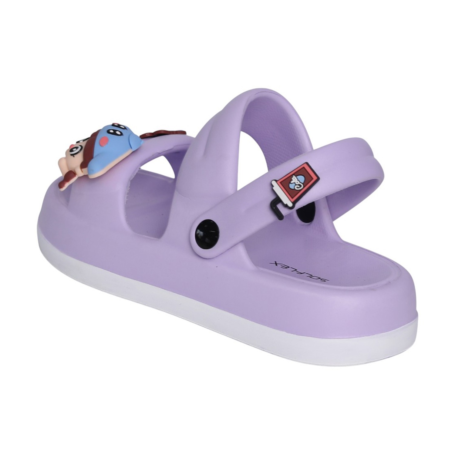 Womens Purple White Cartoon Charm Sandals