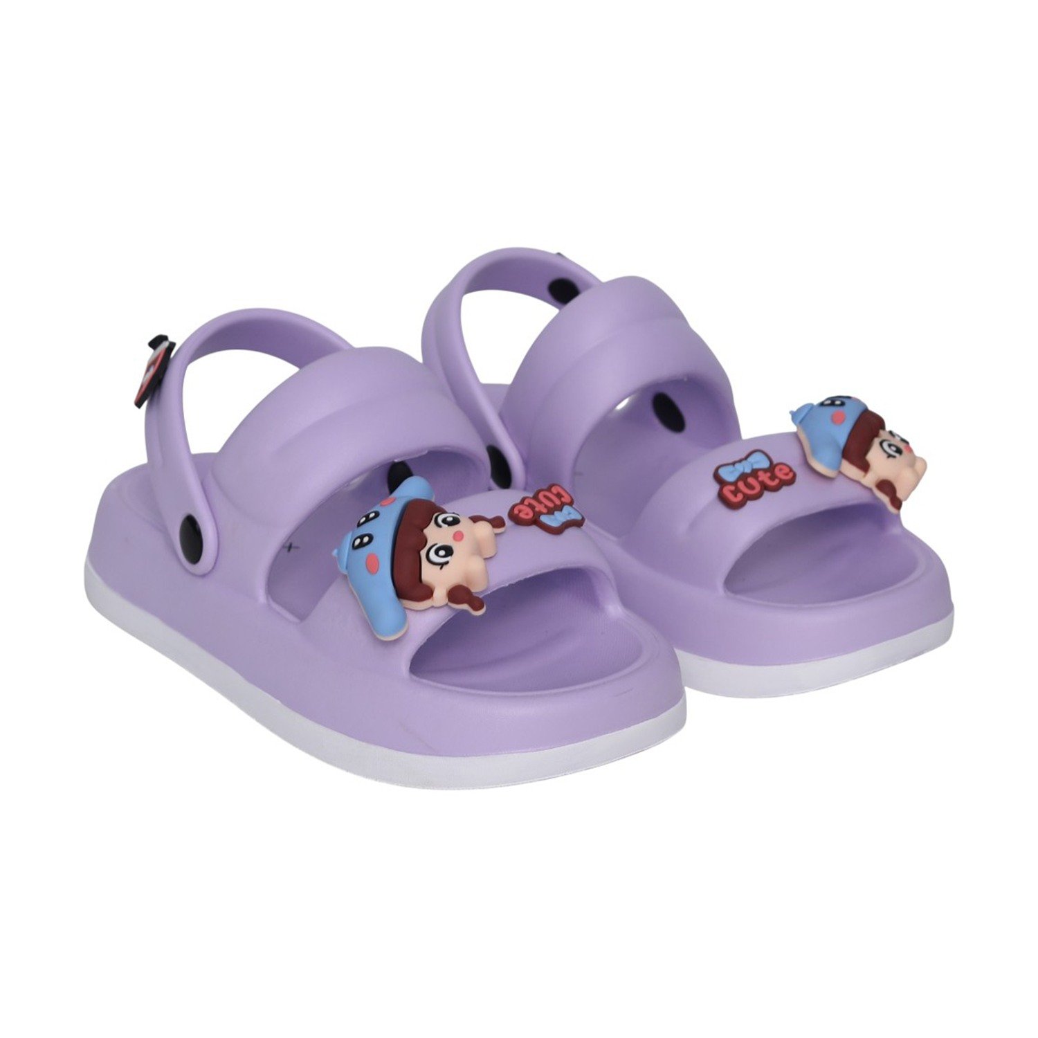 Womens Purple White Cartoon Charm Sandals