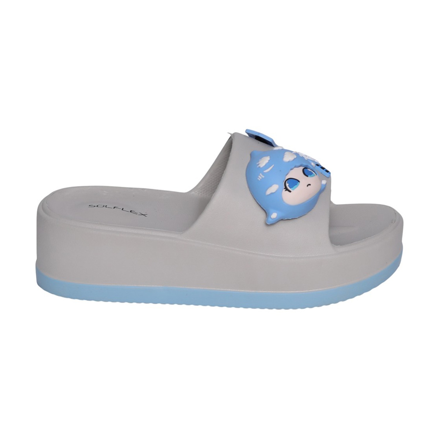 Womens Grey Soft-Tone Character Platform Slides