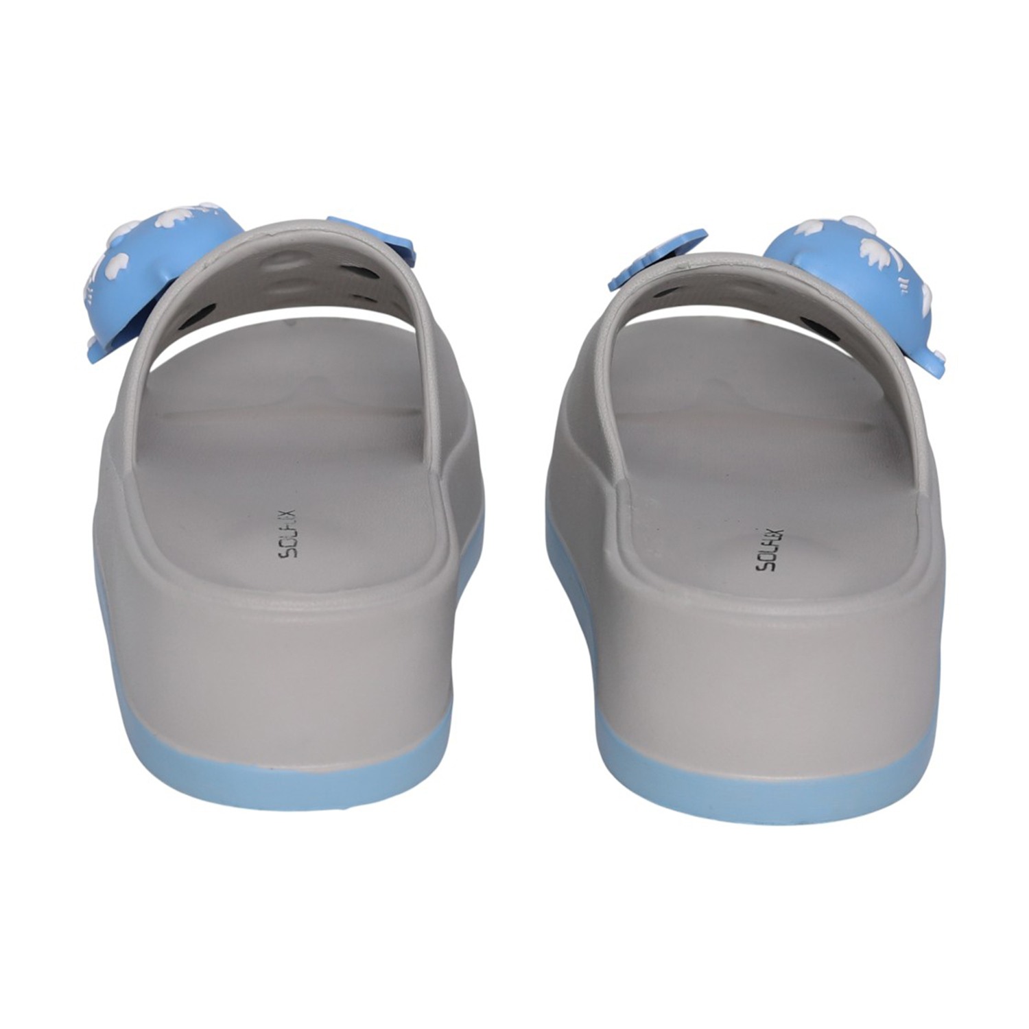 Womens Grey Soft-Tone Character Platform Slides