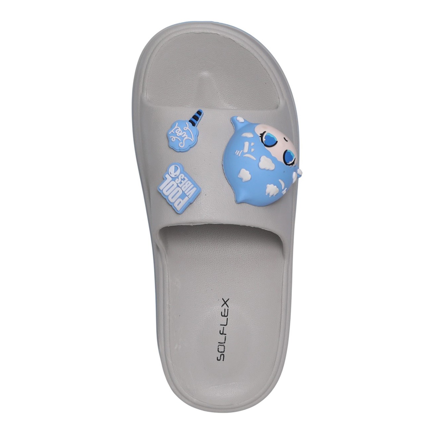 Womens Grey Soft-Tone Character Platform Slides