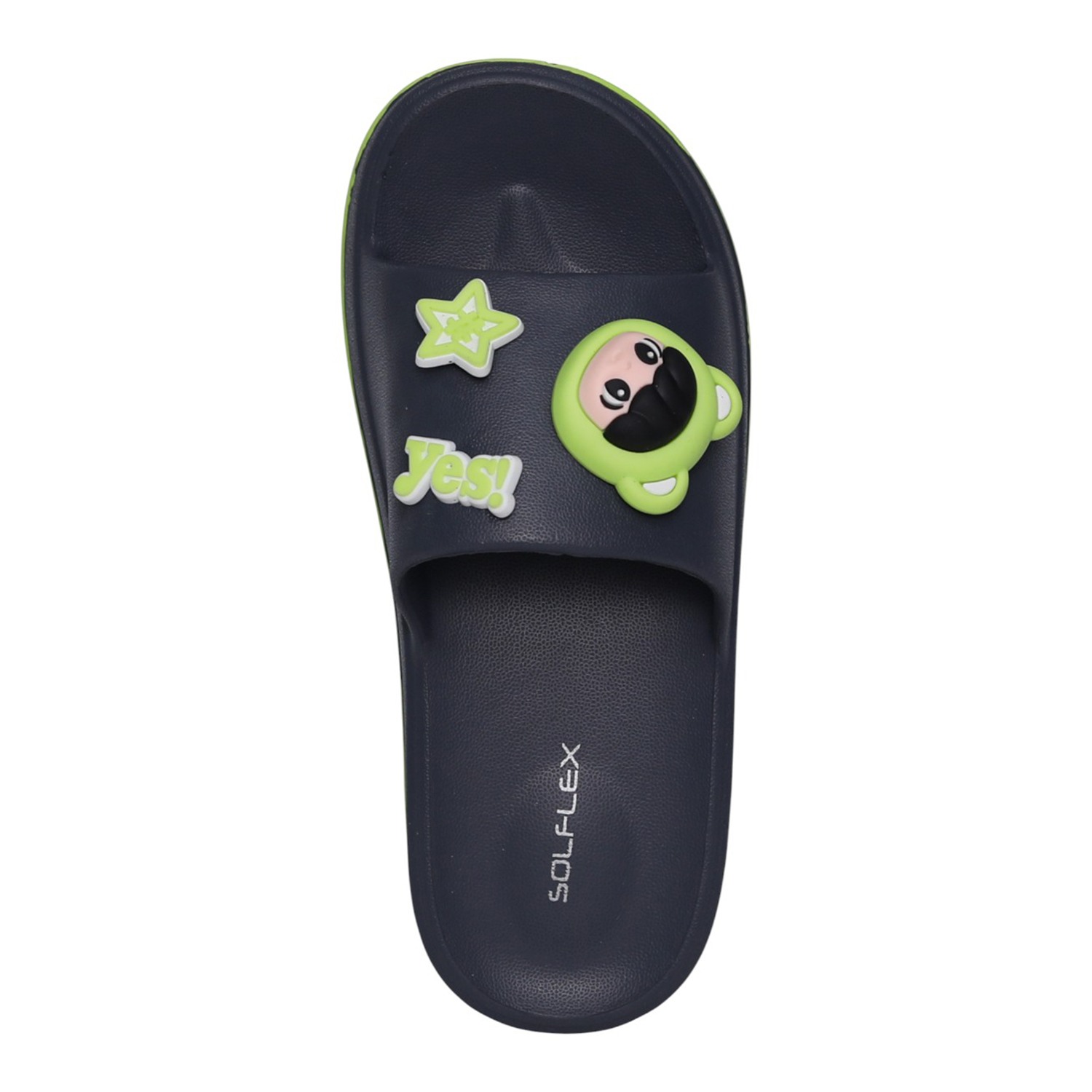 Womens Navy Cartoon Charm Platform Slides