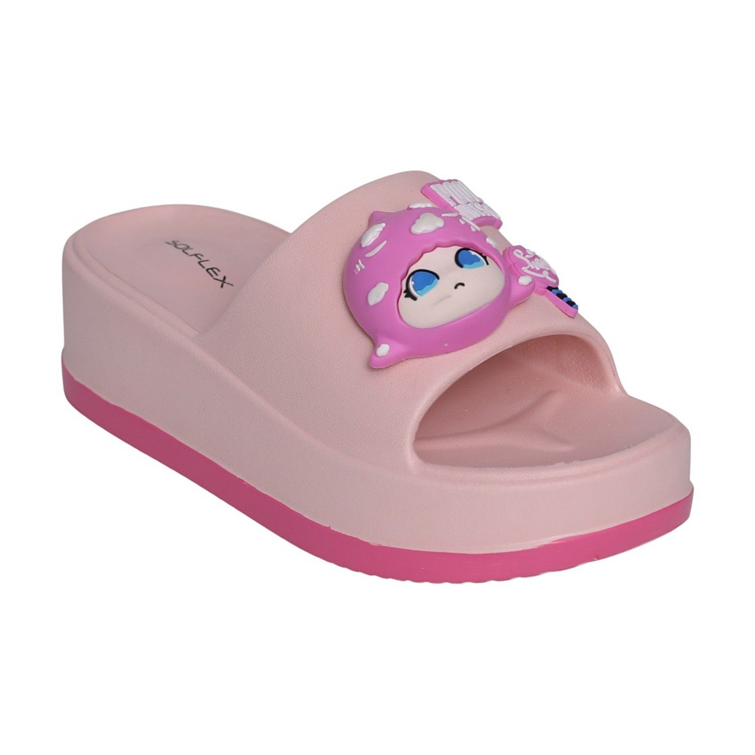 Womens Blush Pink Cartoon Platform Slides