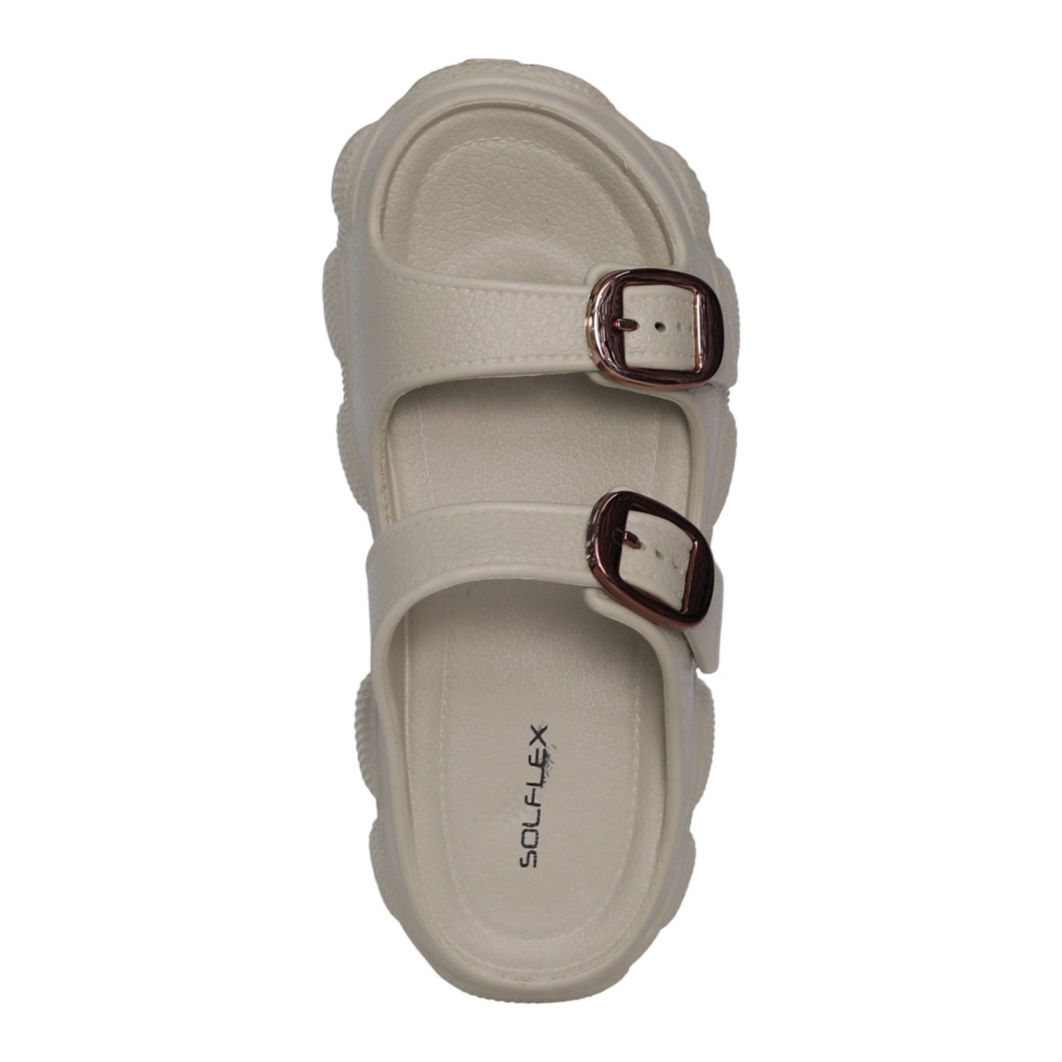 Womens Khaki Double Buckle Comfort Slides