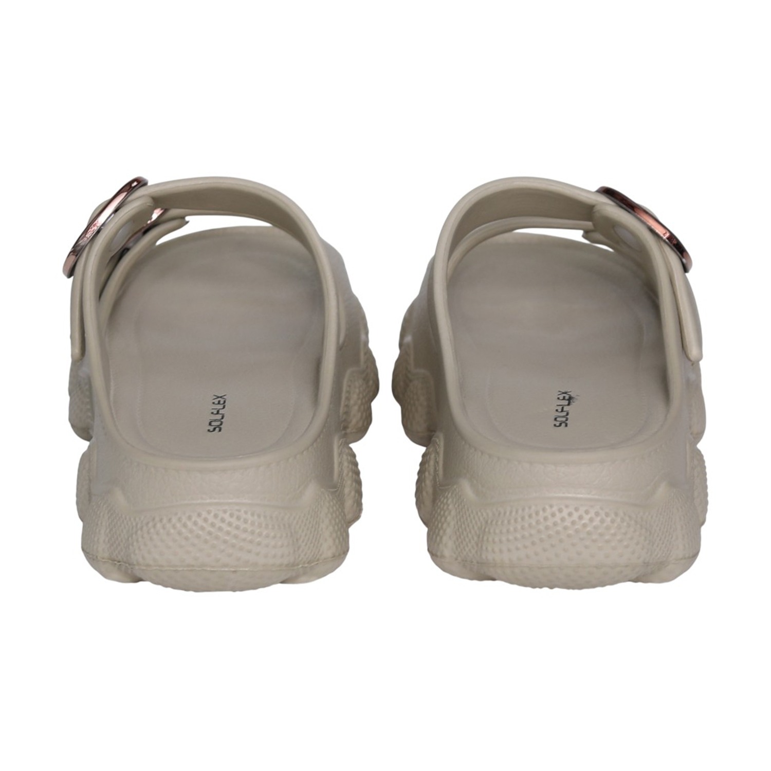 Womens Khaki Double Buckle Comfort Slides