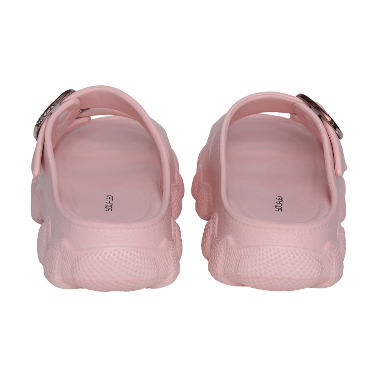 Womens Soft Pink Double Buckle Comfort Slides