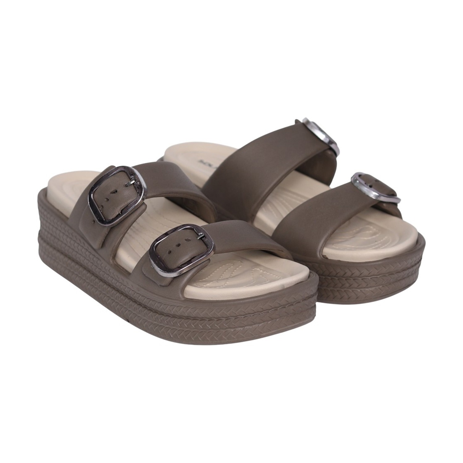 Women Chocolate Brown Comfort Platform Slides