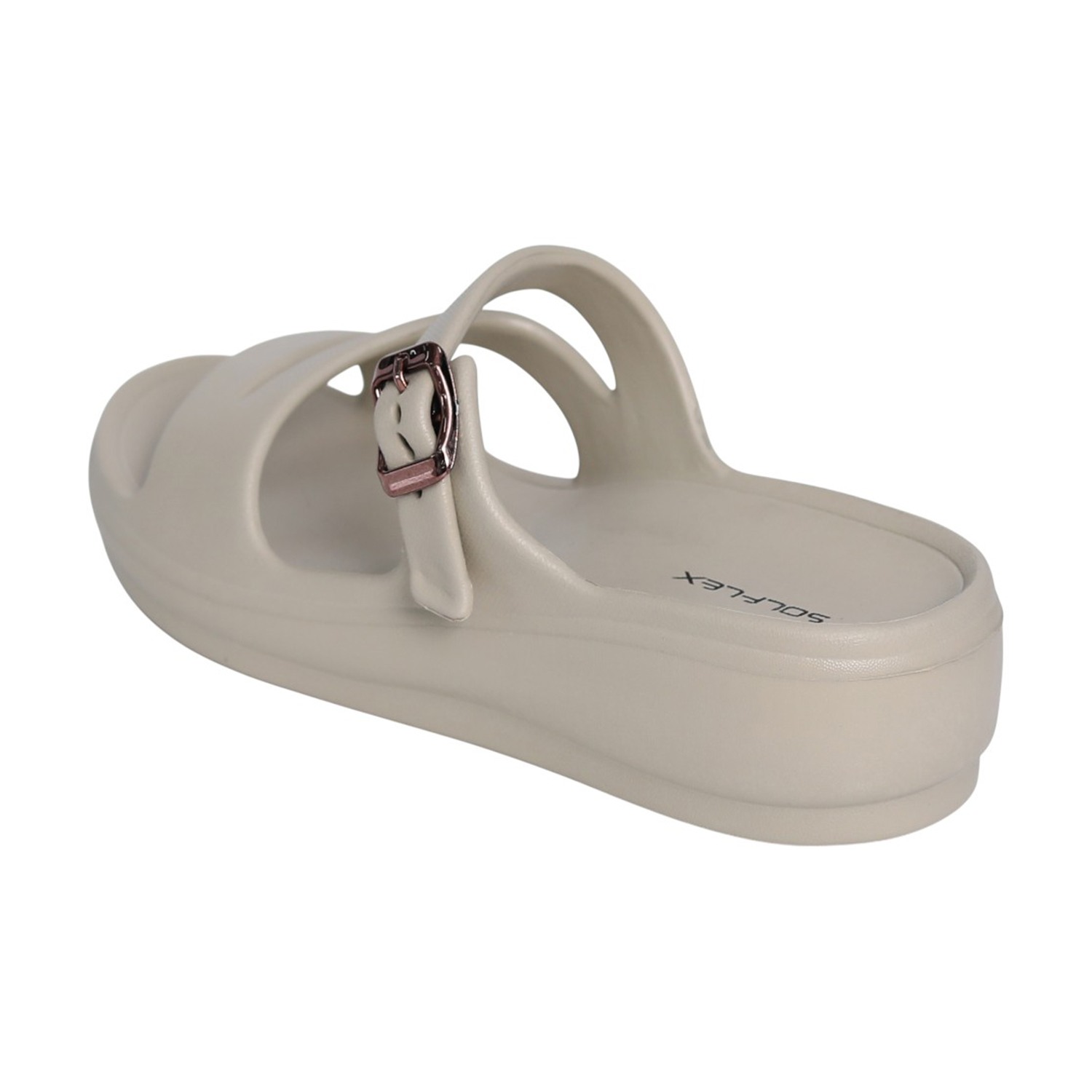 Women Khaki Buckle Strap Comfort Wedges