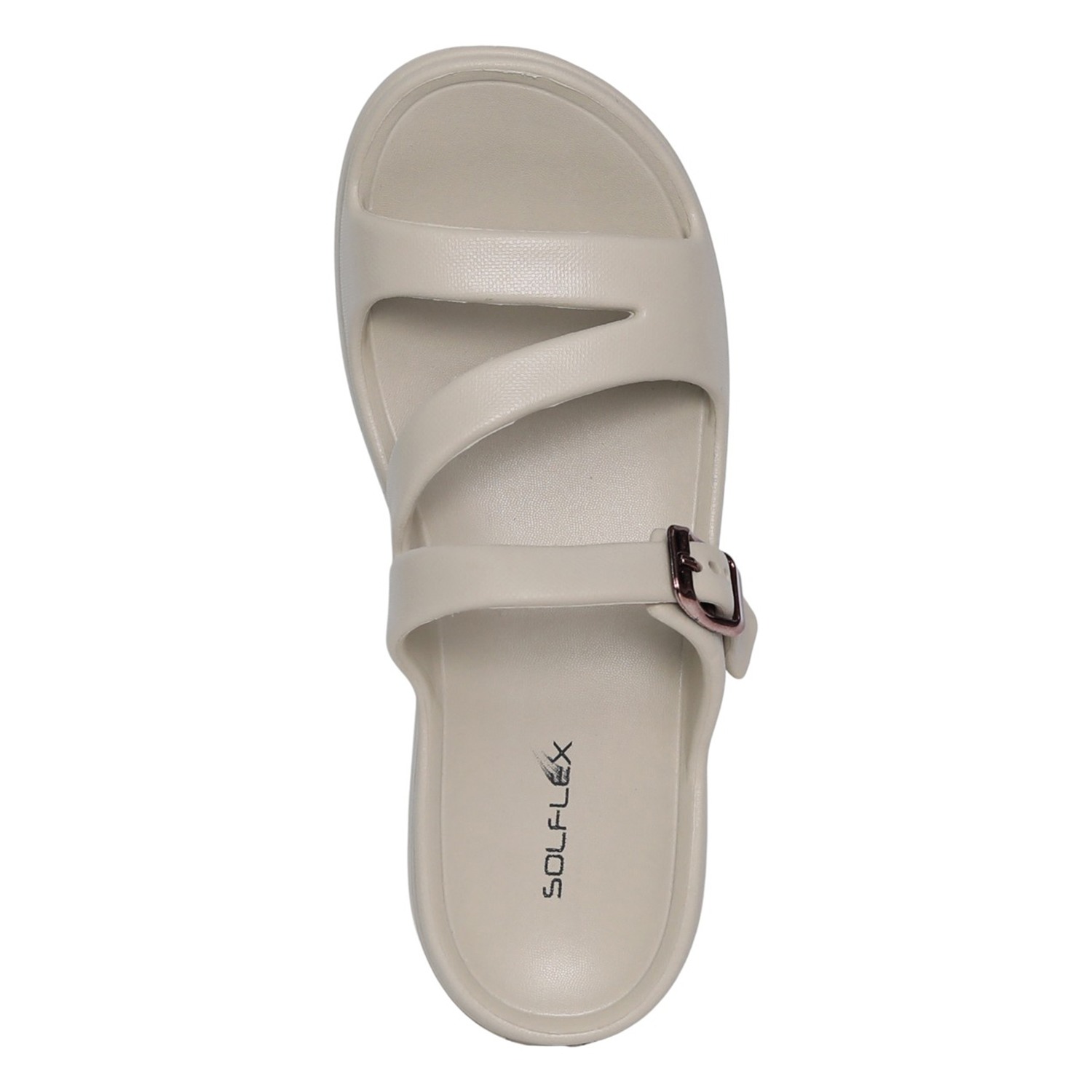 Women Khaki Buckle Strap Comfort Wedges