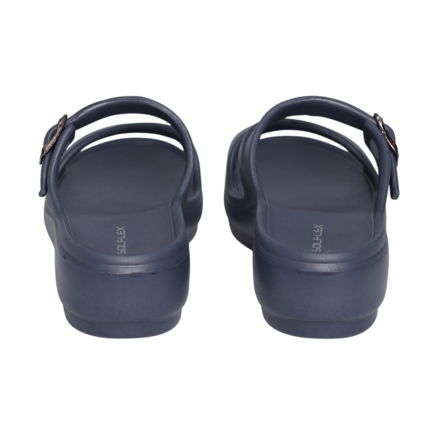Women Navy Buckle Strap Comfort Wedges
