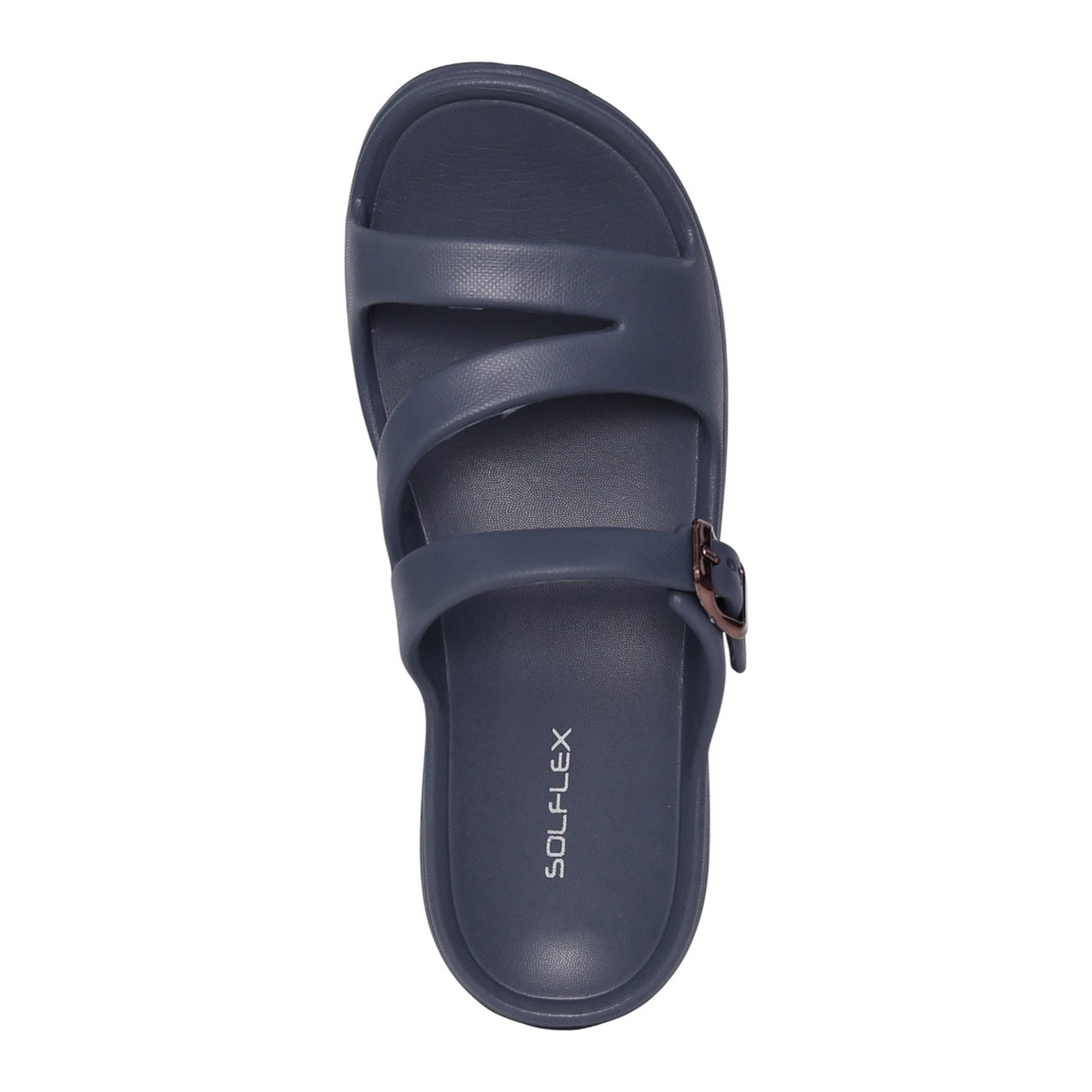 Women Navy Buckle Strap Comfort Wedges