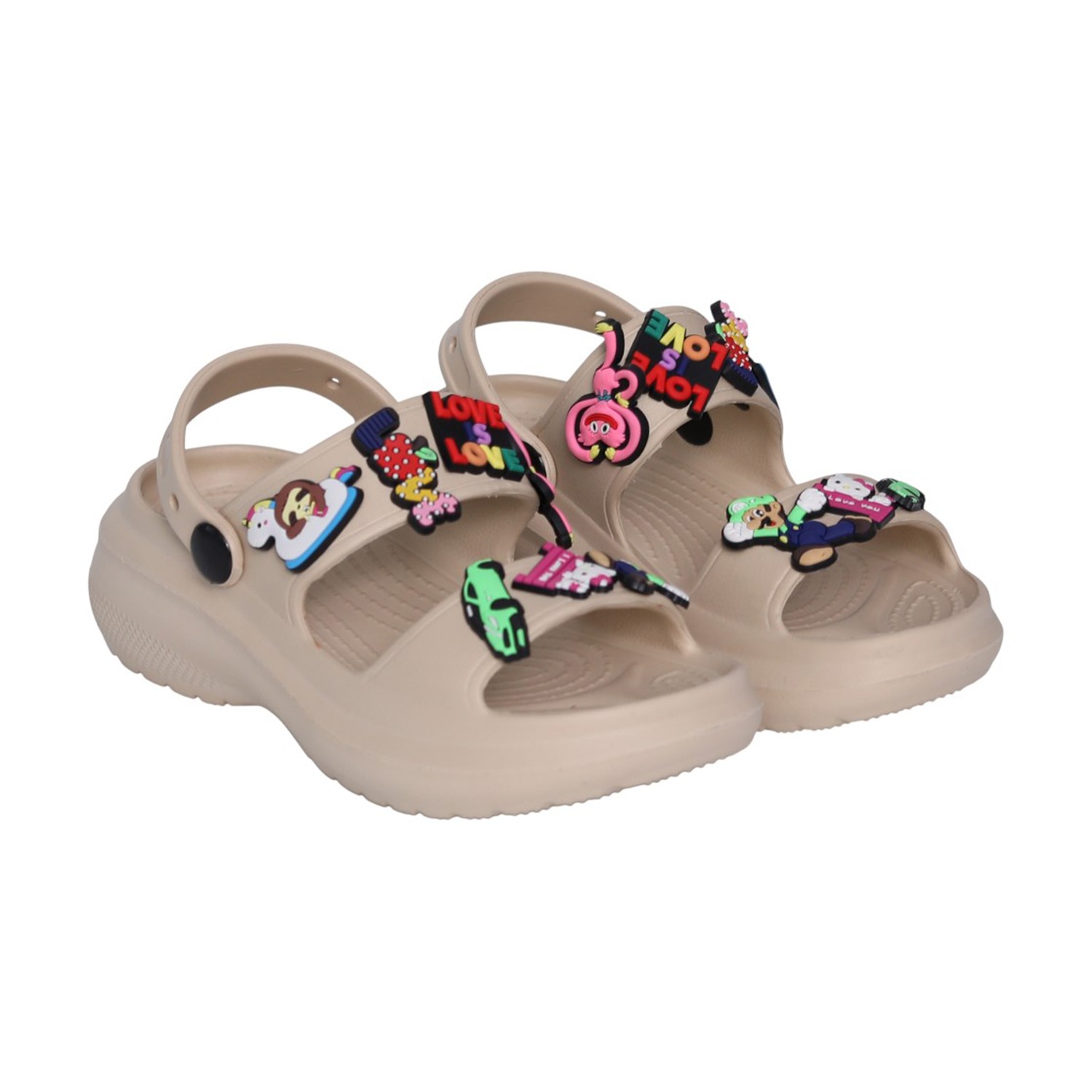 Kids Sand Beige Cartoon Patch Sandals