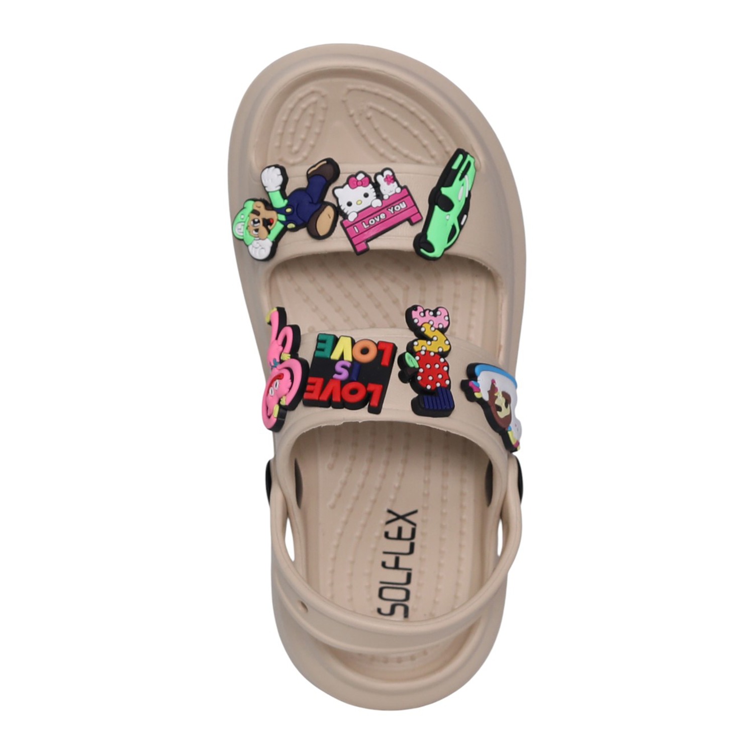 Kids Sand Beige Cartoon Patch Sandals