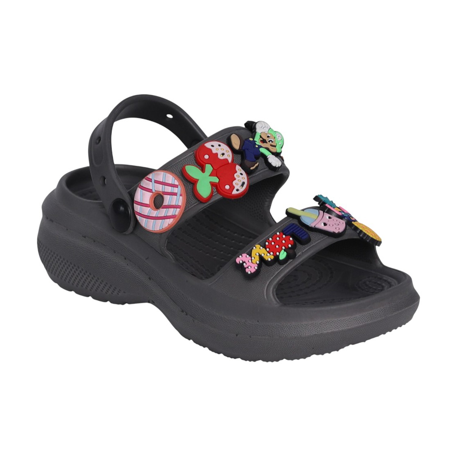 Kids Dark Navy Cartoon Patch Sandals