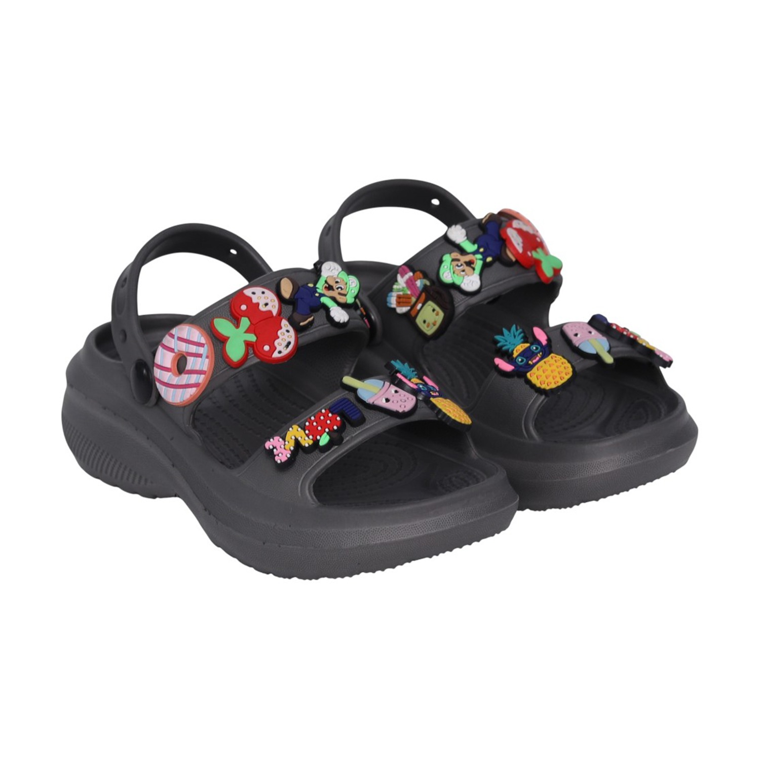 Kids Dark Navy Cartoon Patch Sandals