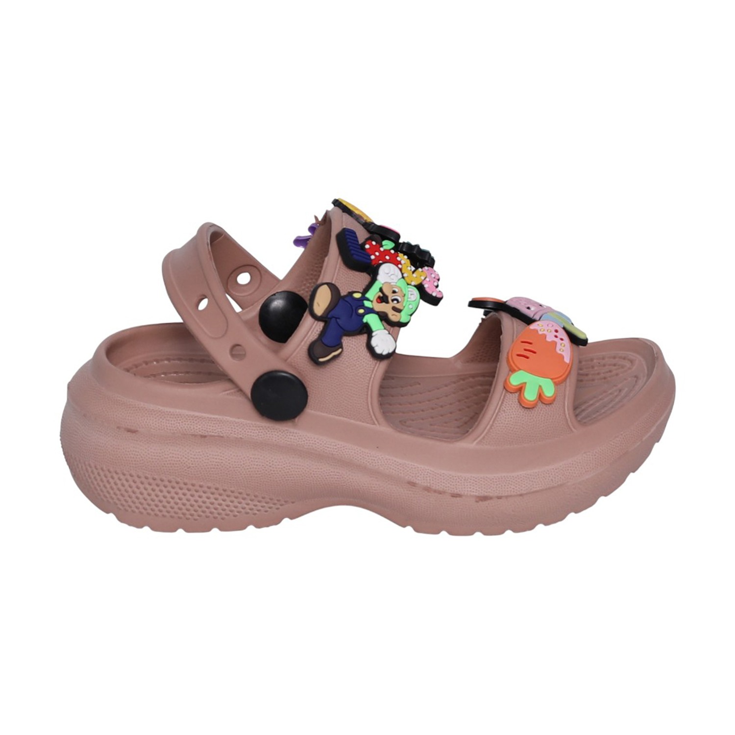 Kids Blush Peach Cartoon Patch Sandals