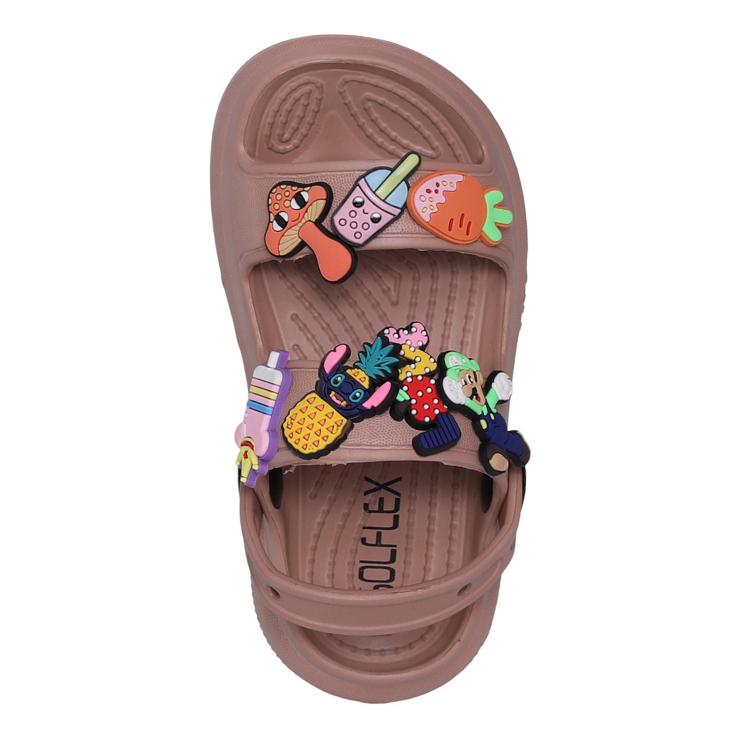 Kids Blush Peach Cartoon Patch Sandals