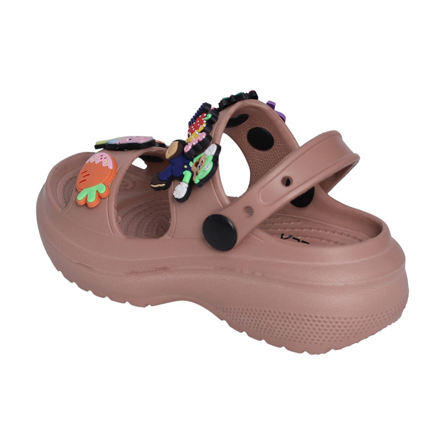 Kids Blush Peach Cartoon Patch Sandals