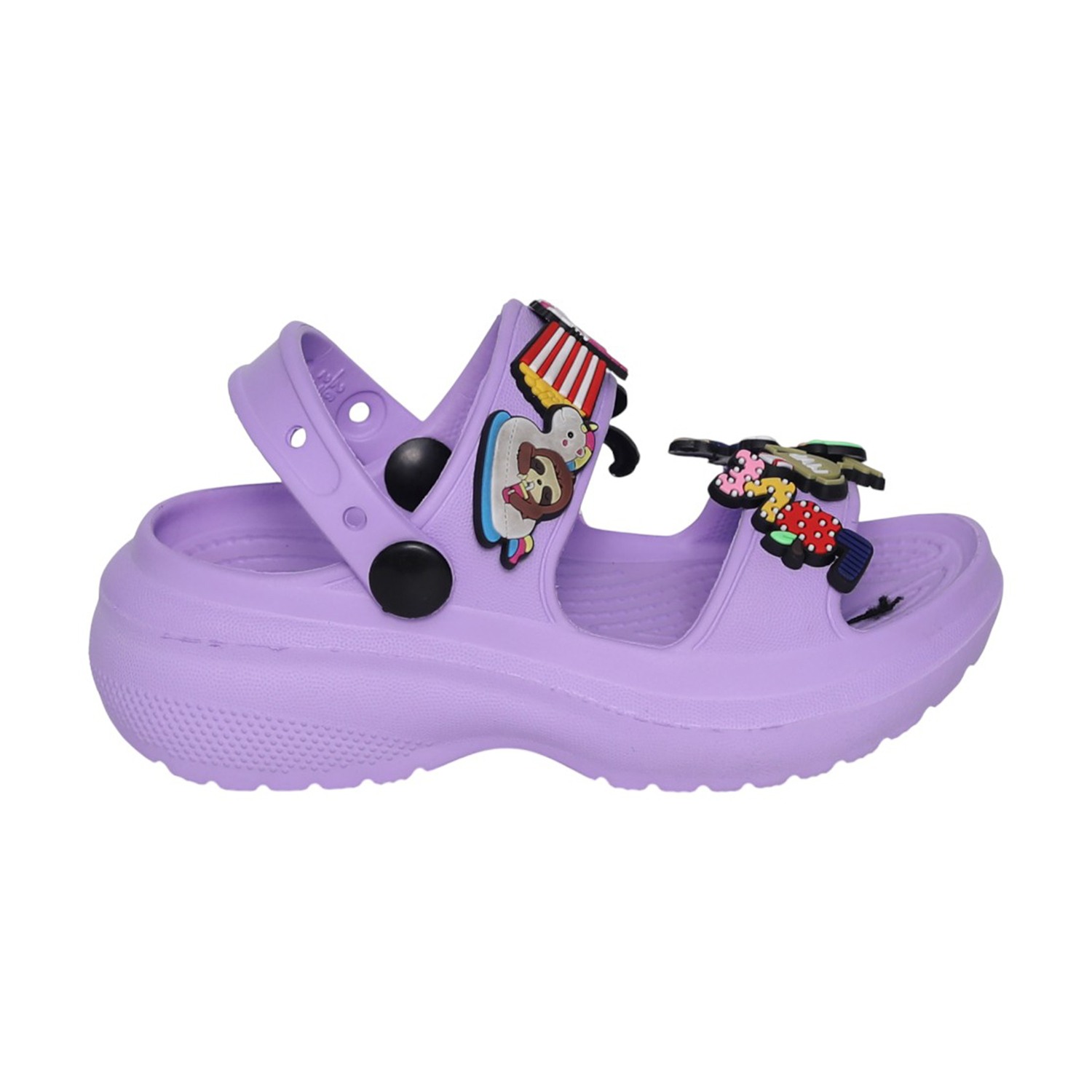 Kids Pastel Purple Cartoon Patch Sandals