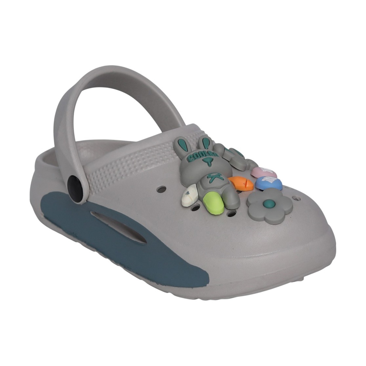 Kids Grey Bunny Charm Clogs