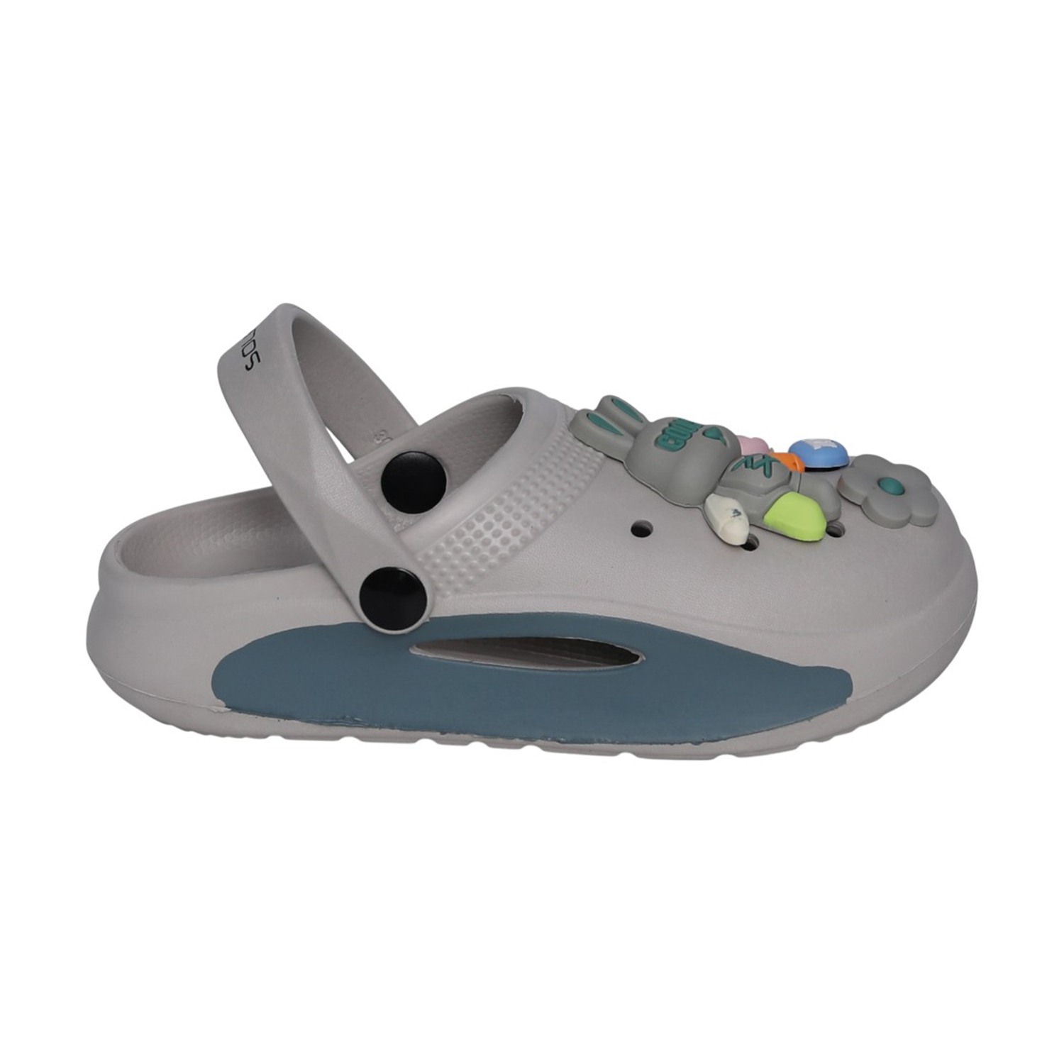 Kids Grey Bunny Charm Clogs