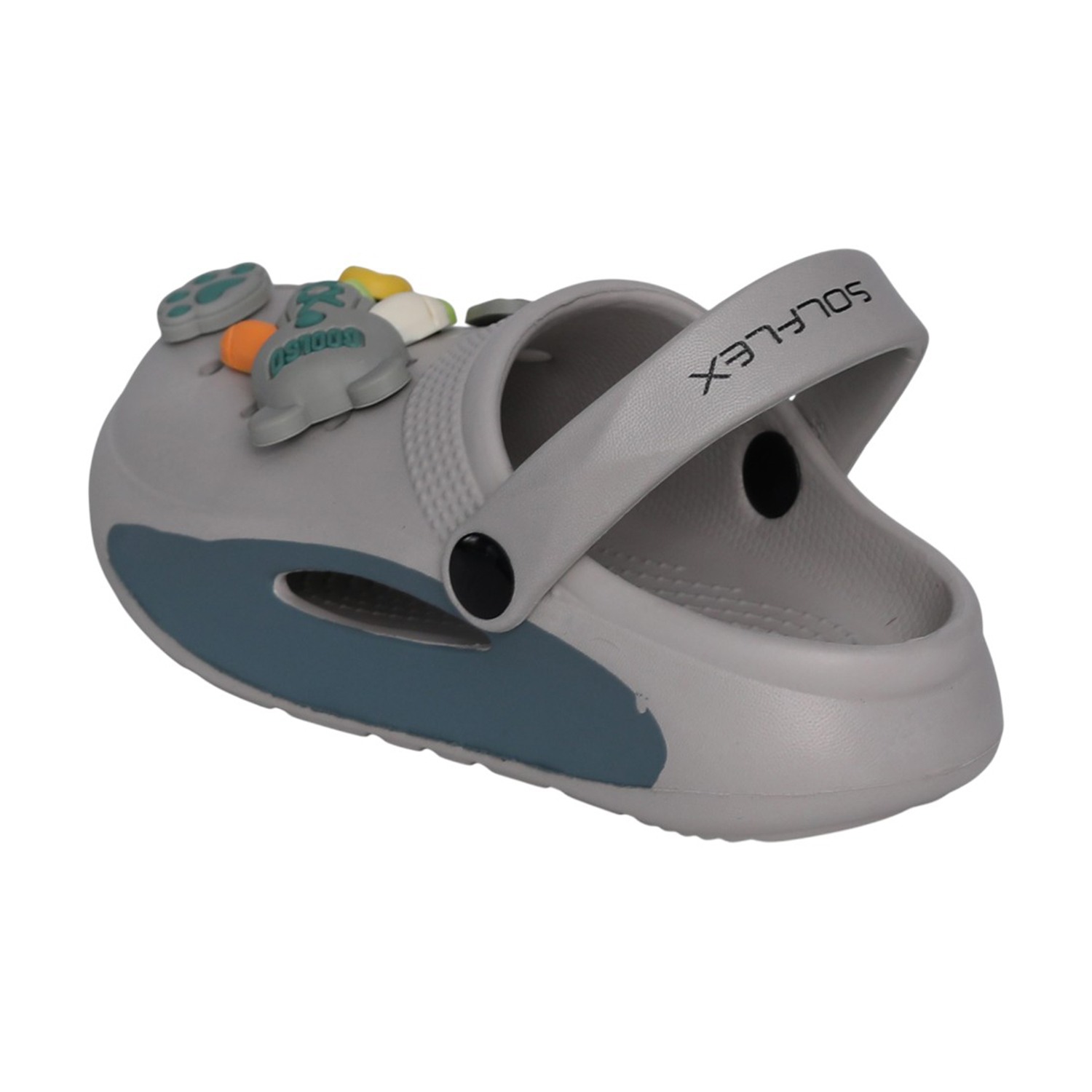 Kids Grey Bunny Charm Clogs