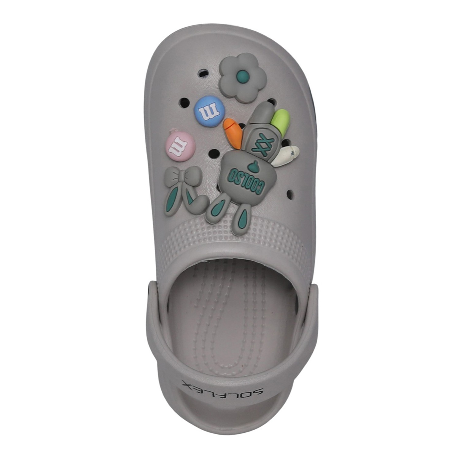 Kids Grey Bunny Charm Clogs