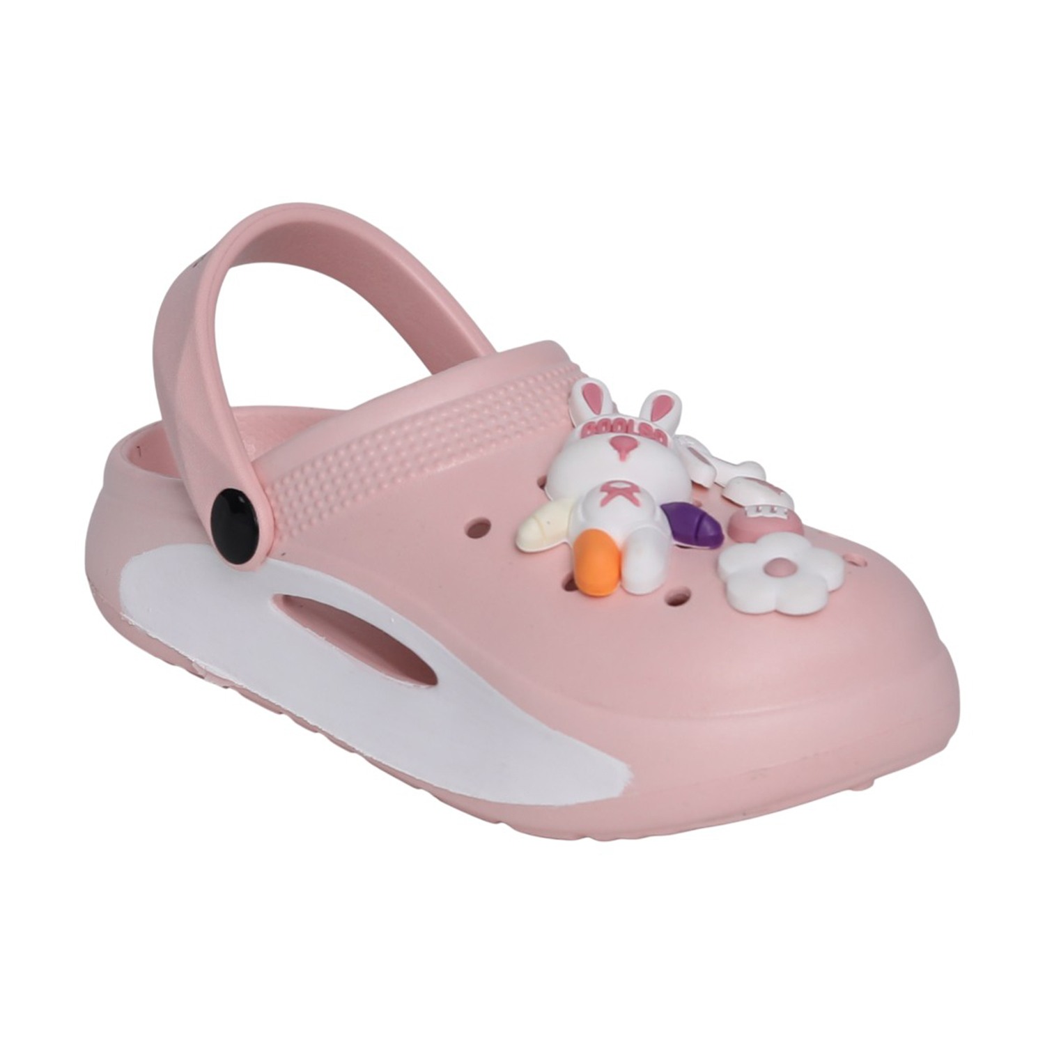 Kids Soft Pink Bunny Charm Clogs