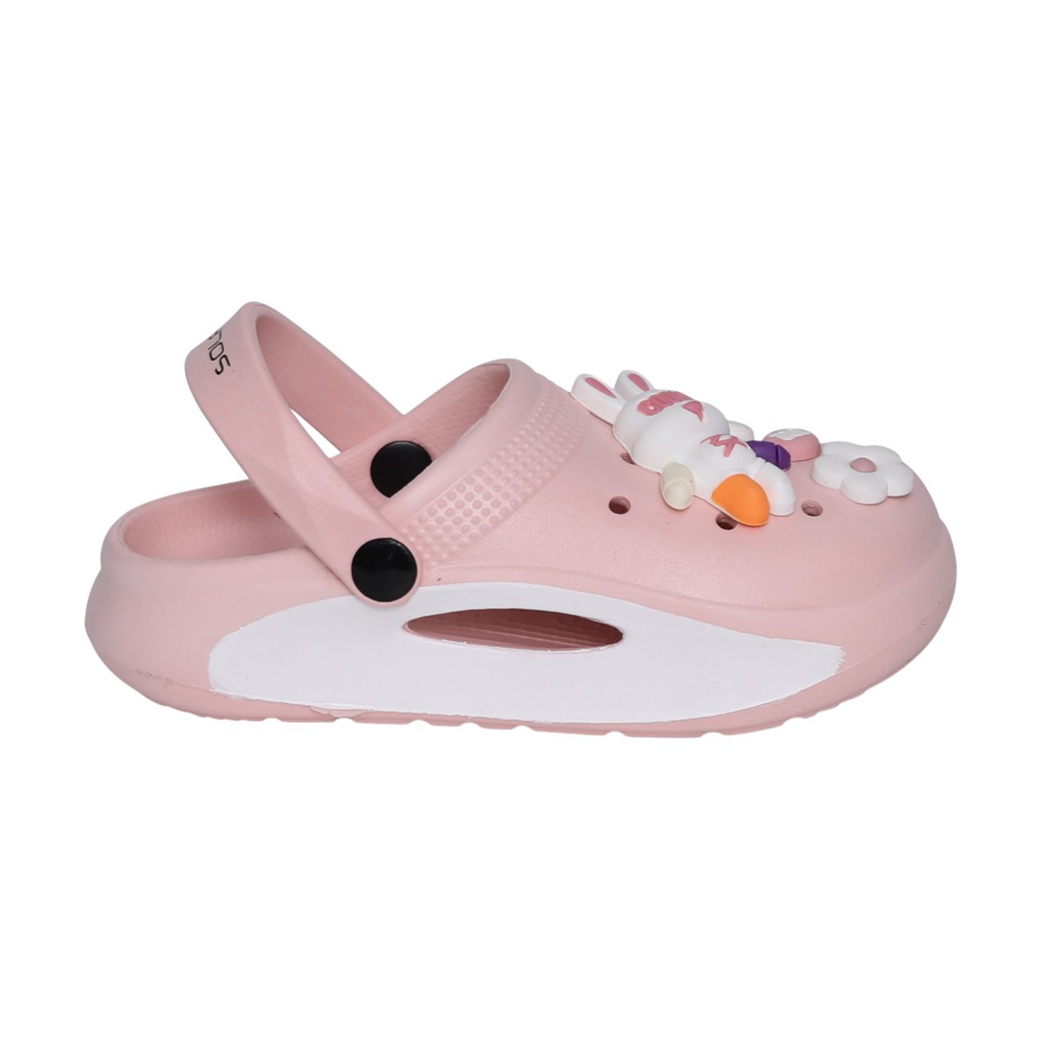 Kids Soft Pink Bunny Charm Clogs