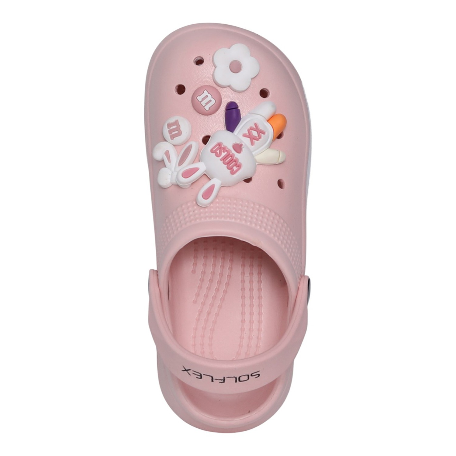 Kids Soft Pink Bunny Charm Clogs