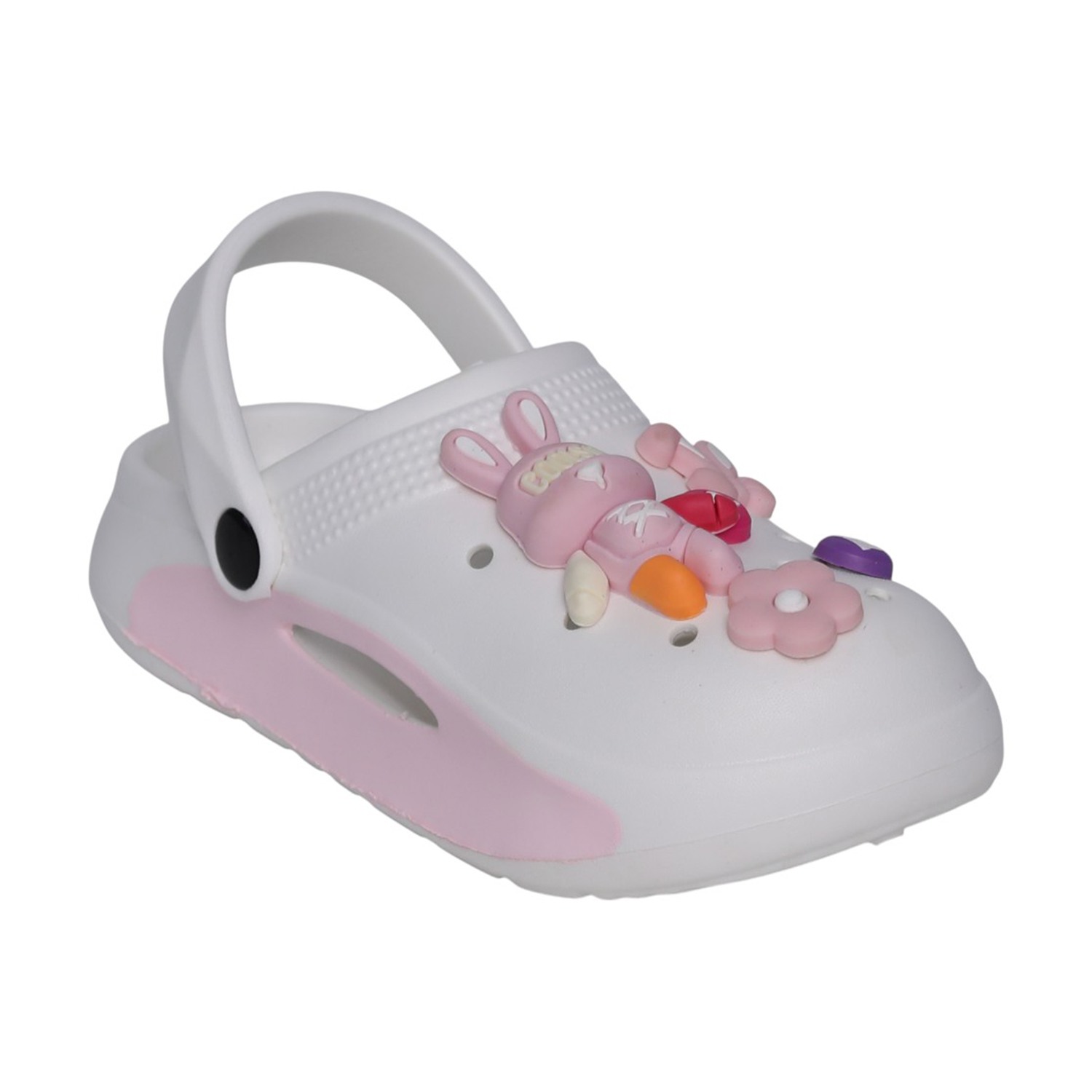 Kids Snow White Bunny Charm Clogs