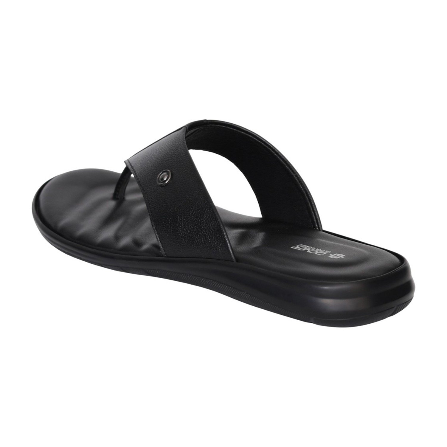 Men Black Leatherform Thong Sandals