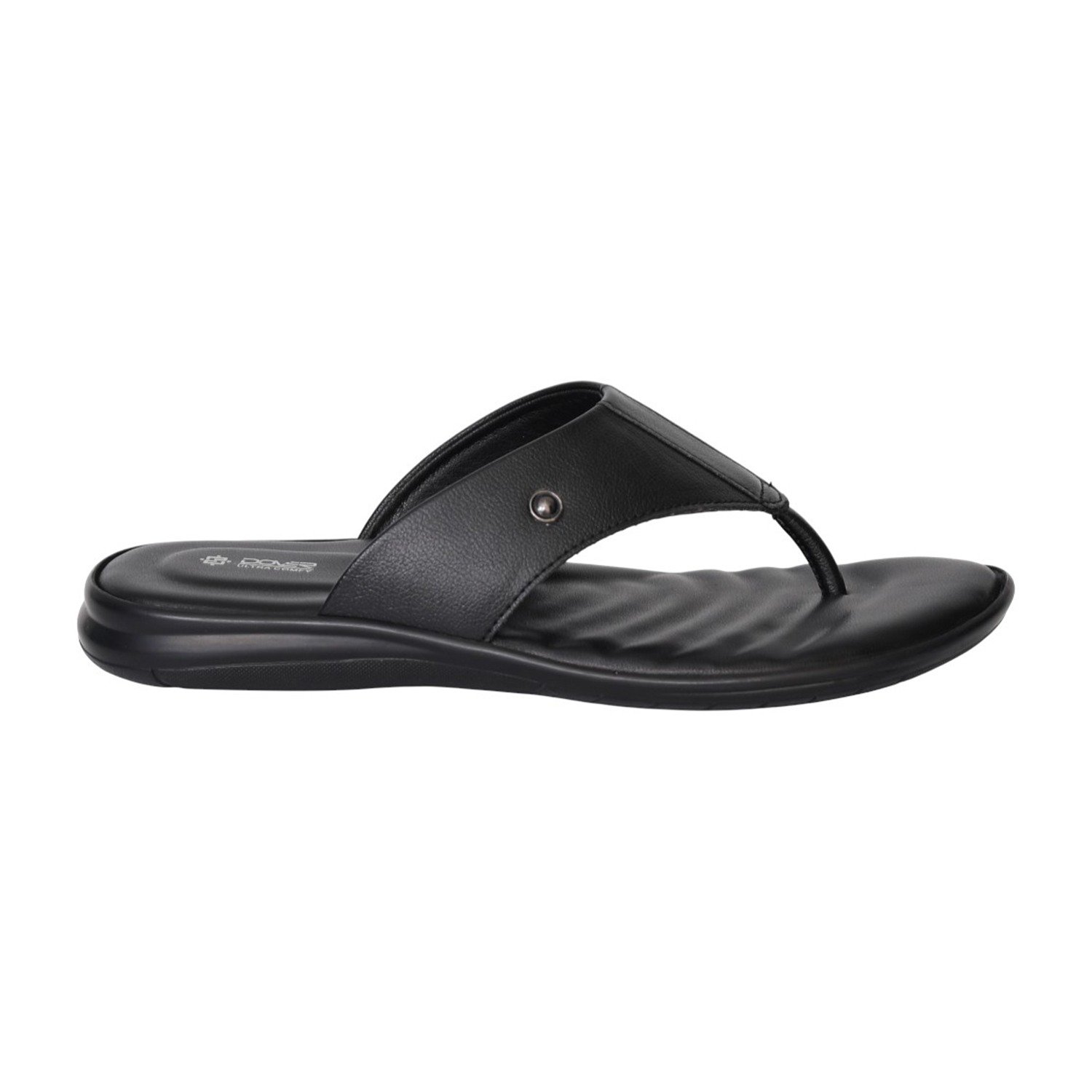 Men Black Leatherform Thong Sandals