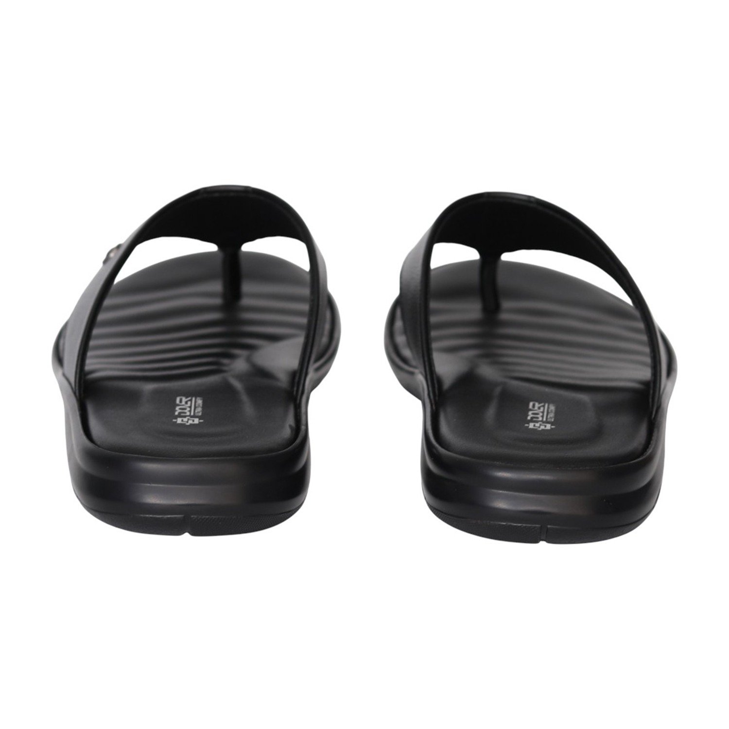 Men Black Leatherform Thong Sandals