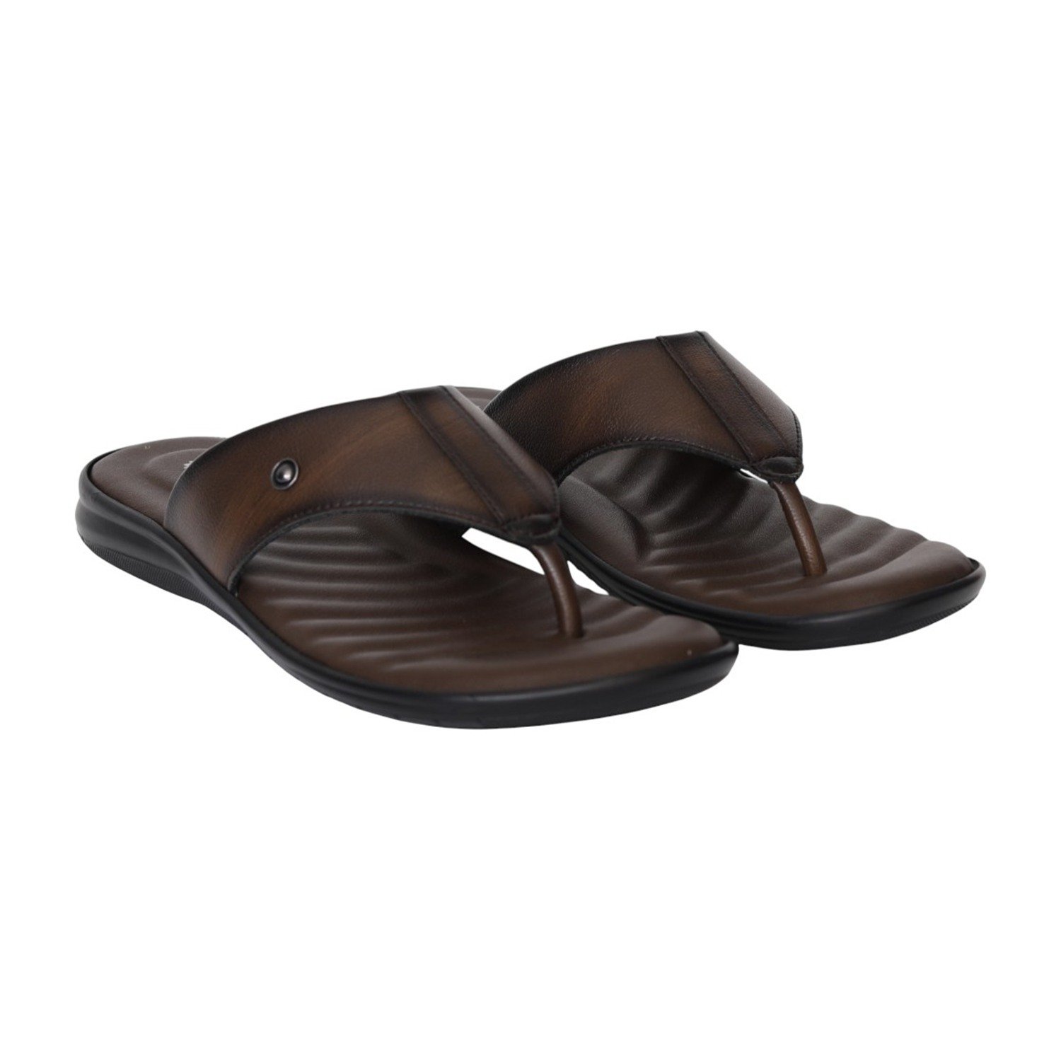 Men Brown Leatherform Thong Sandals