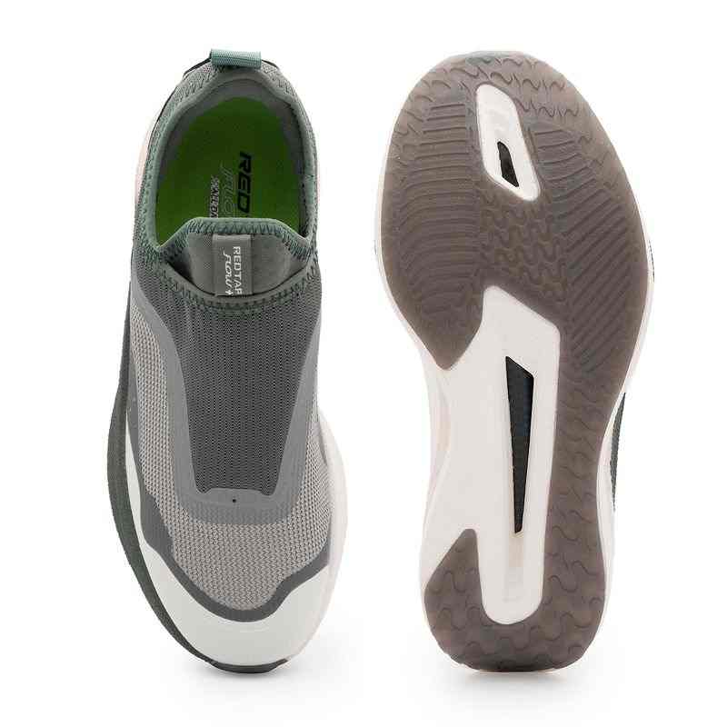 Men Olive Slip-On Sports Shoes with Cushioned Sole