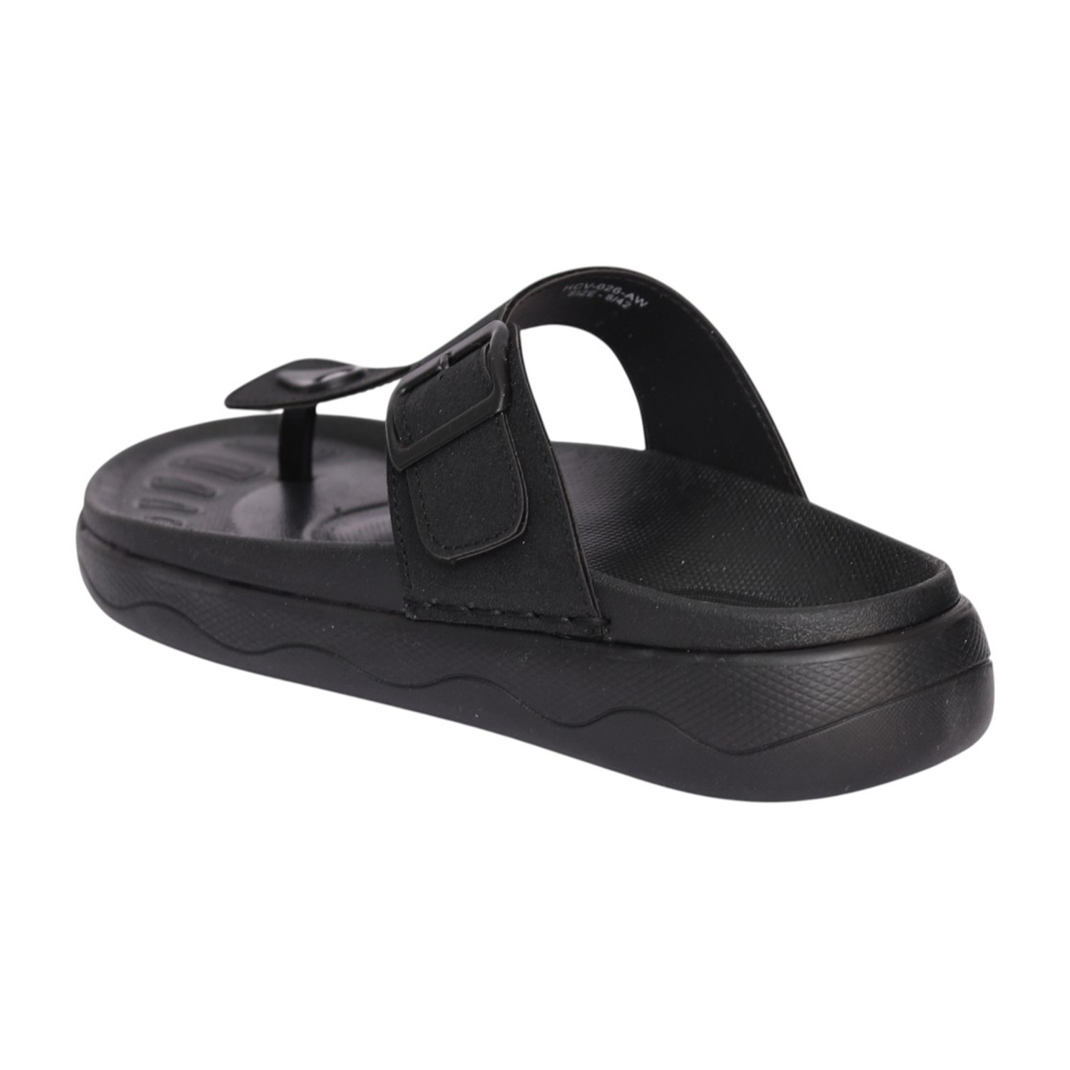 Men Black Cushioned Toe-Post Sandal