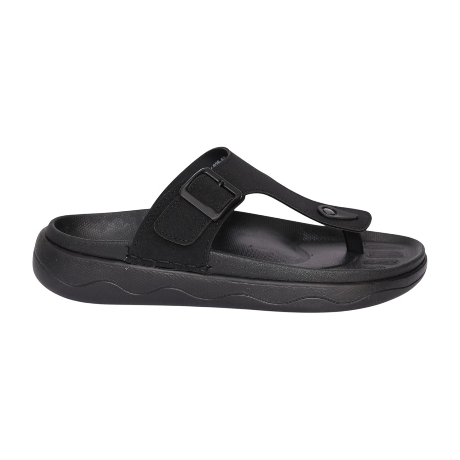 Men Black Cushioned Toe-Post Sandal