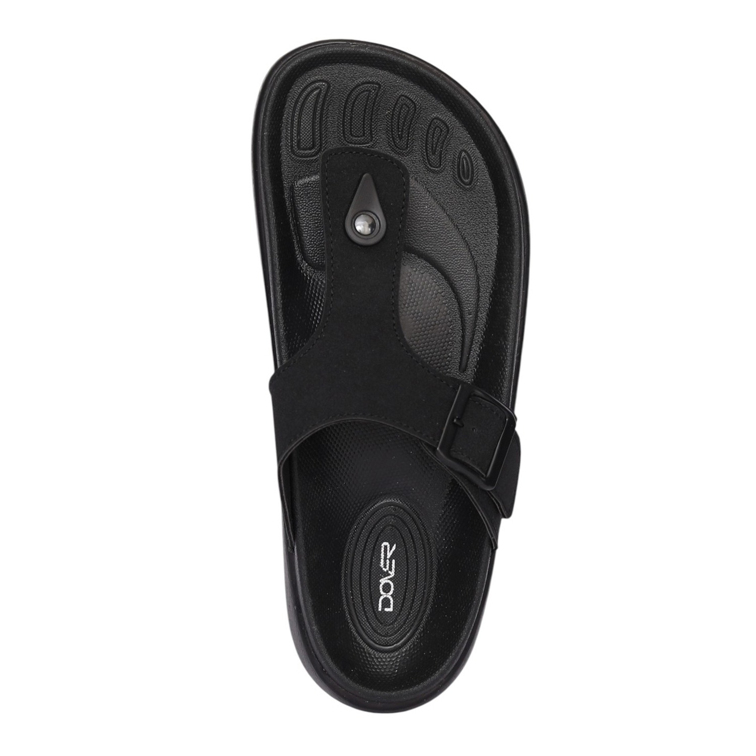 Men Black Cushioned Toe-Post Sandal
