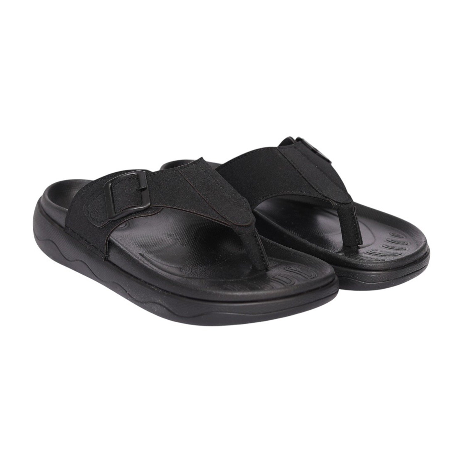 Men Black Sol Relaxed Toe-Post Sandals