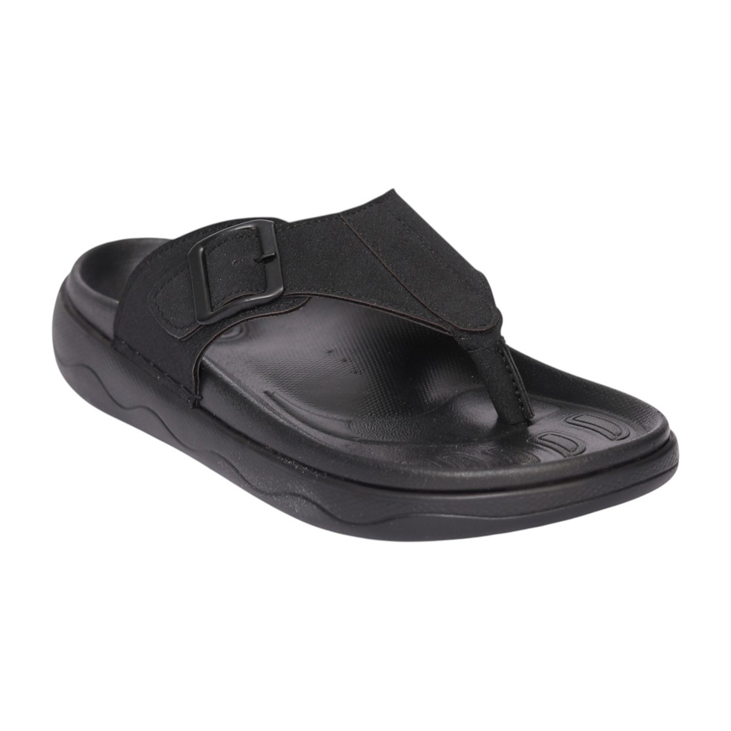 Men Black Sol Relaxed Toe-Post Sandals