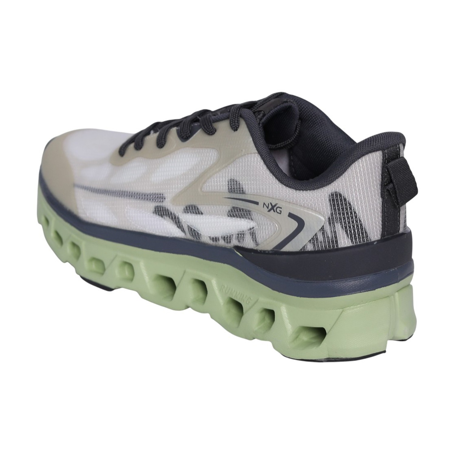 Columbus | Men’s NXG White & Green Lace-Up Running Shoes|4