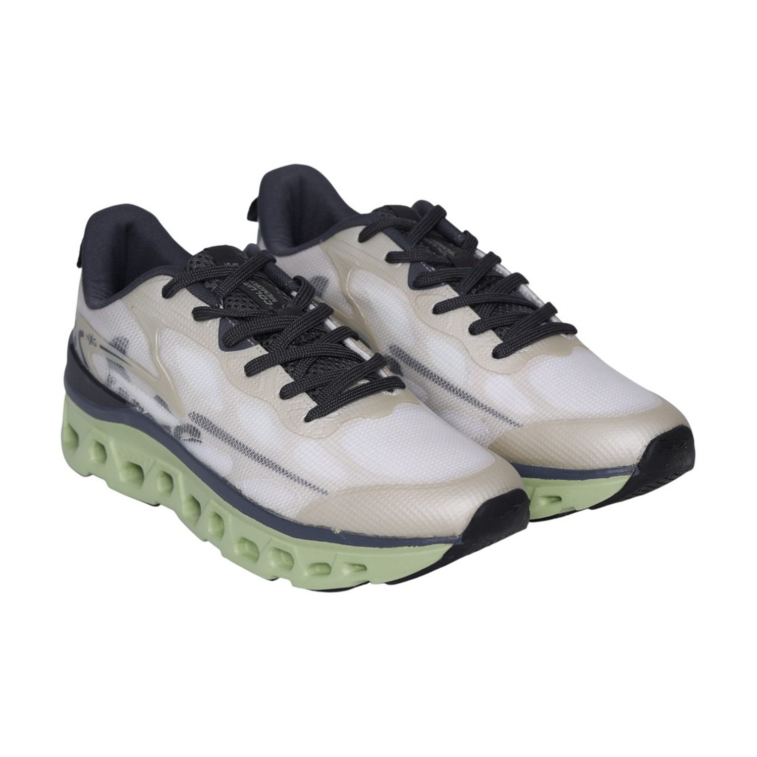 Columbus | Men’s NXG White & Green Lace-Up Running Shoes|1