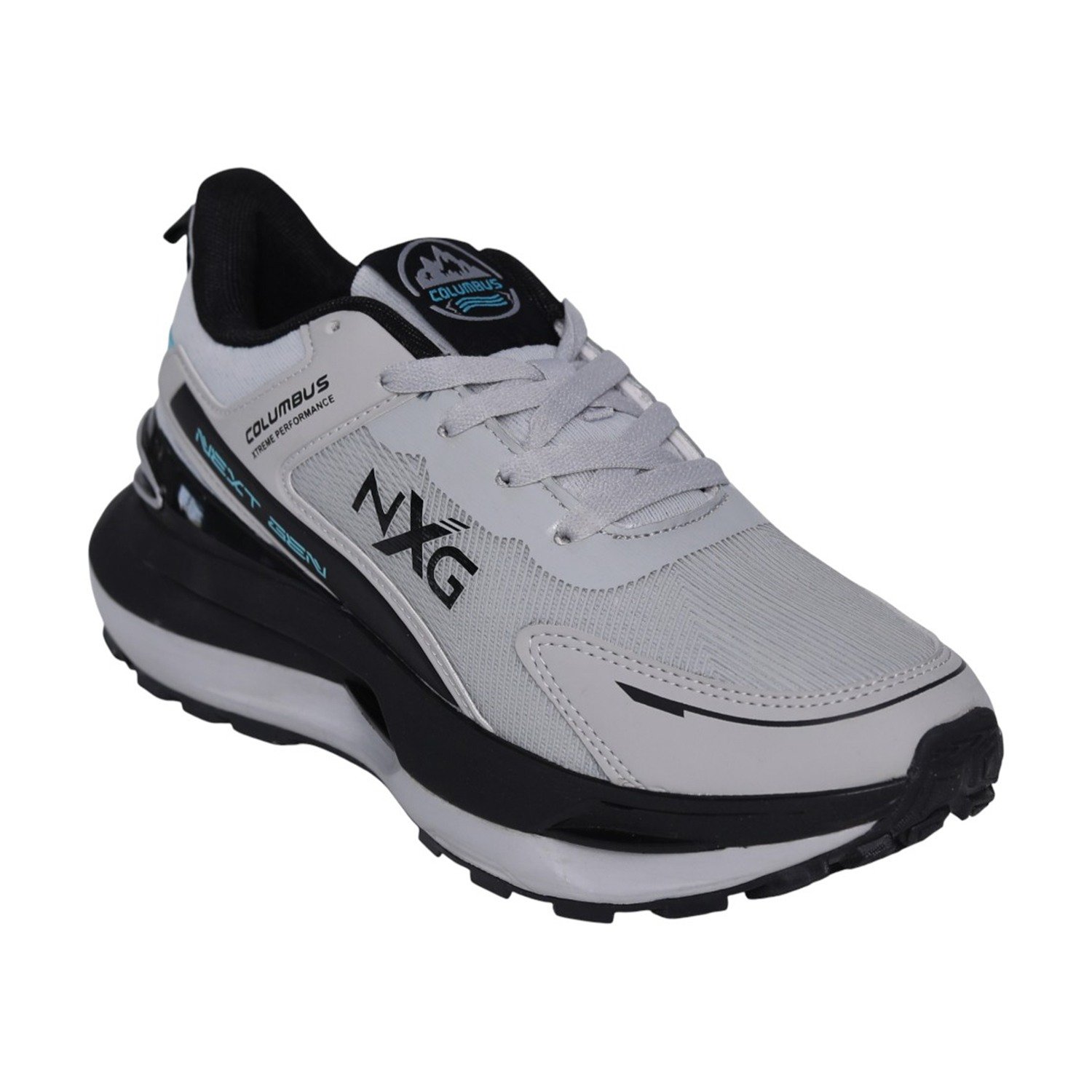 Men’s Grey Aqua Lace-Up Sports Running Shoes