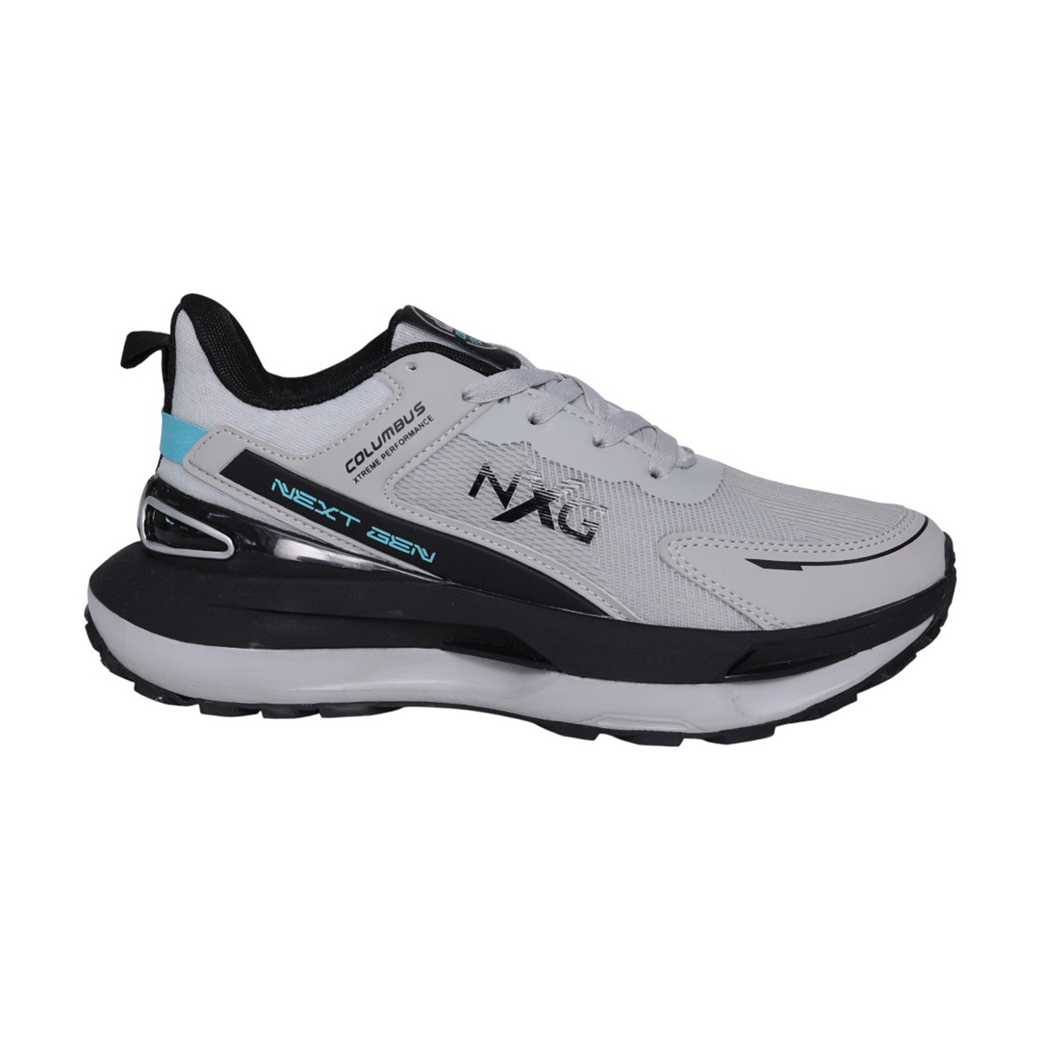 Men’s Grey Aqua Lace-Up Sports Running Shoes